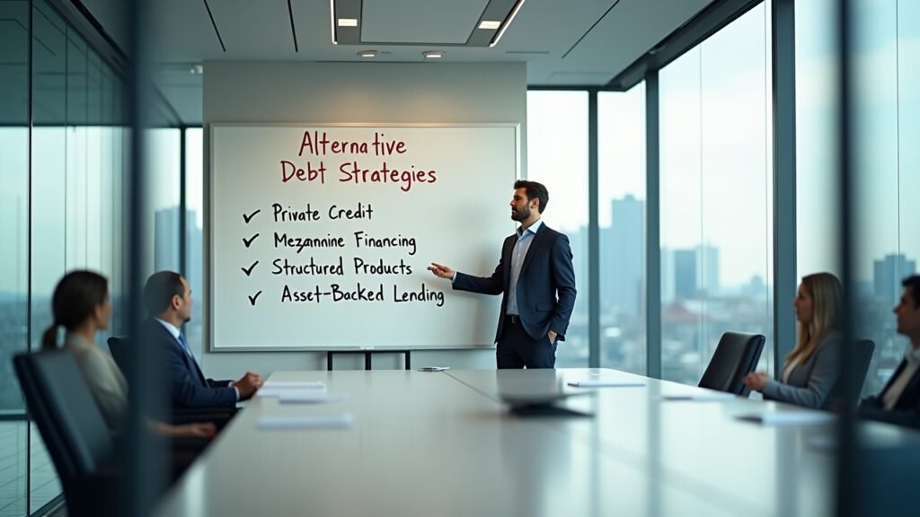 Alternative debt strategies listed on whiteboard