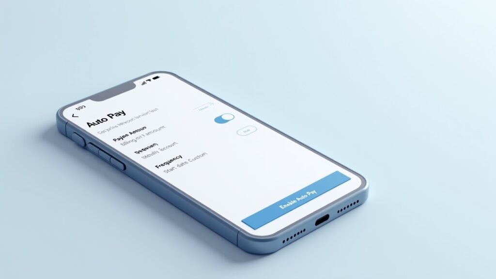 Auto-pay setup screen on banking app