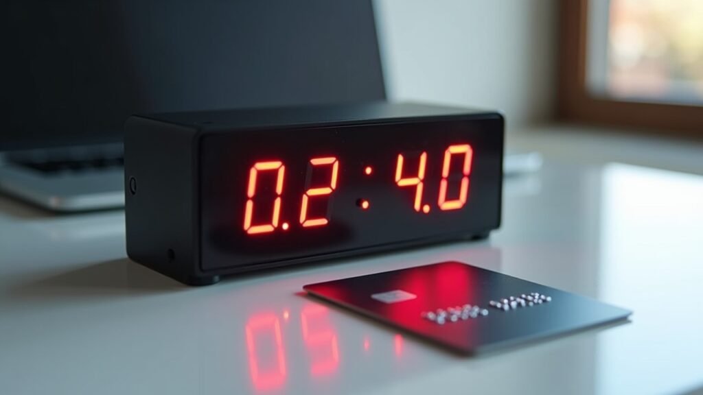 Countdown timer next to credit card
