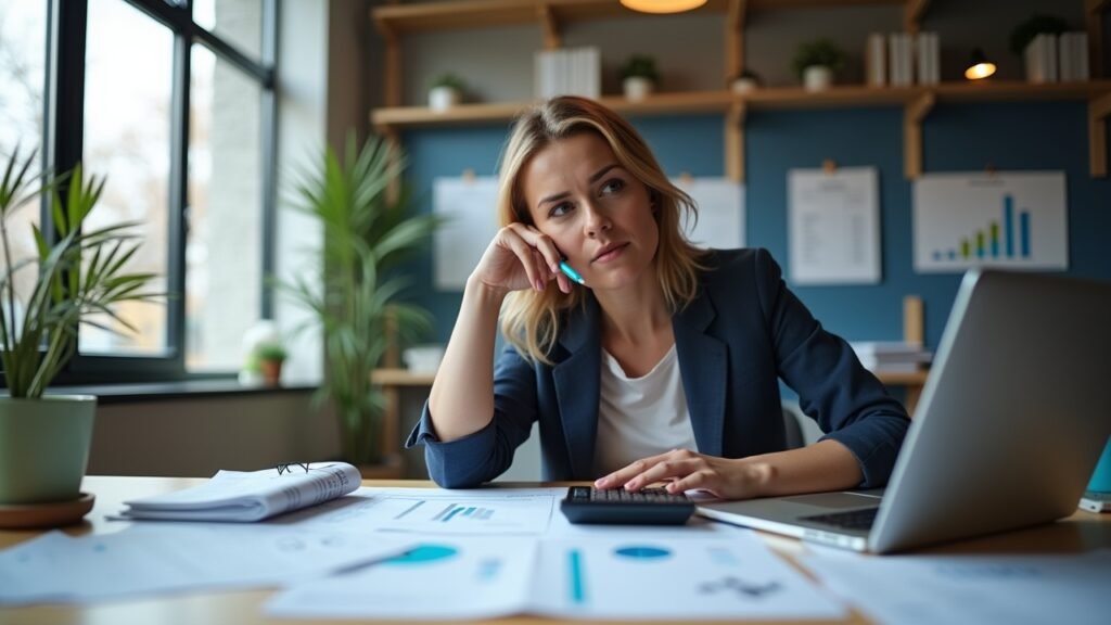 Person calculating if spending push is achievable