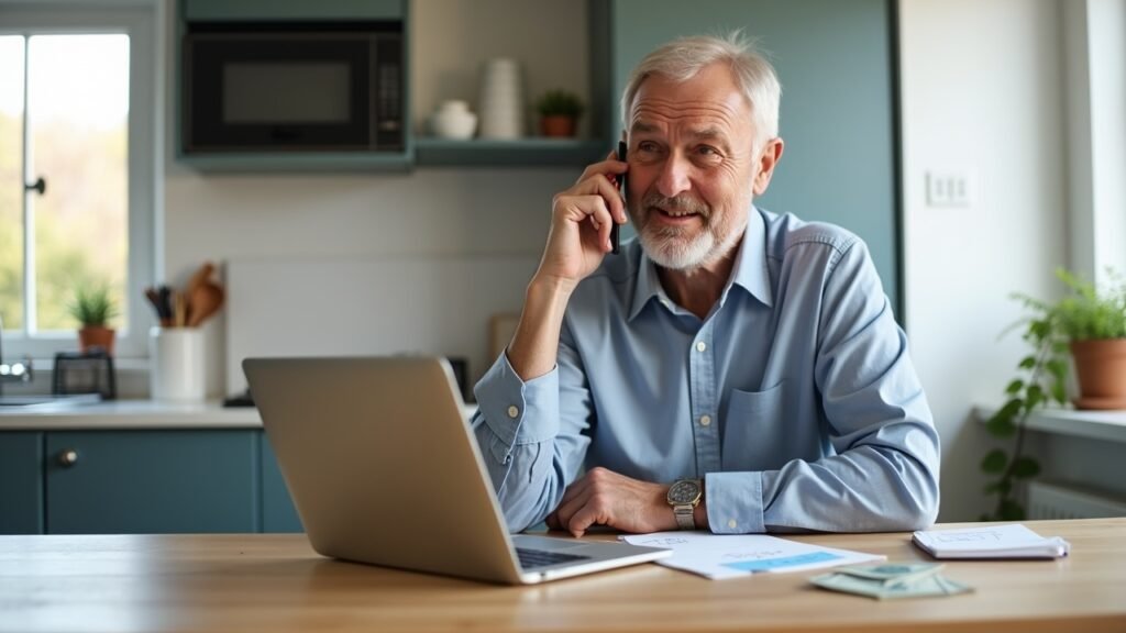 Person on phone with credit card customer service
