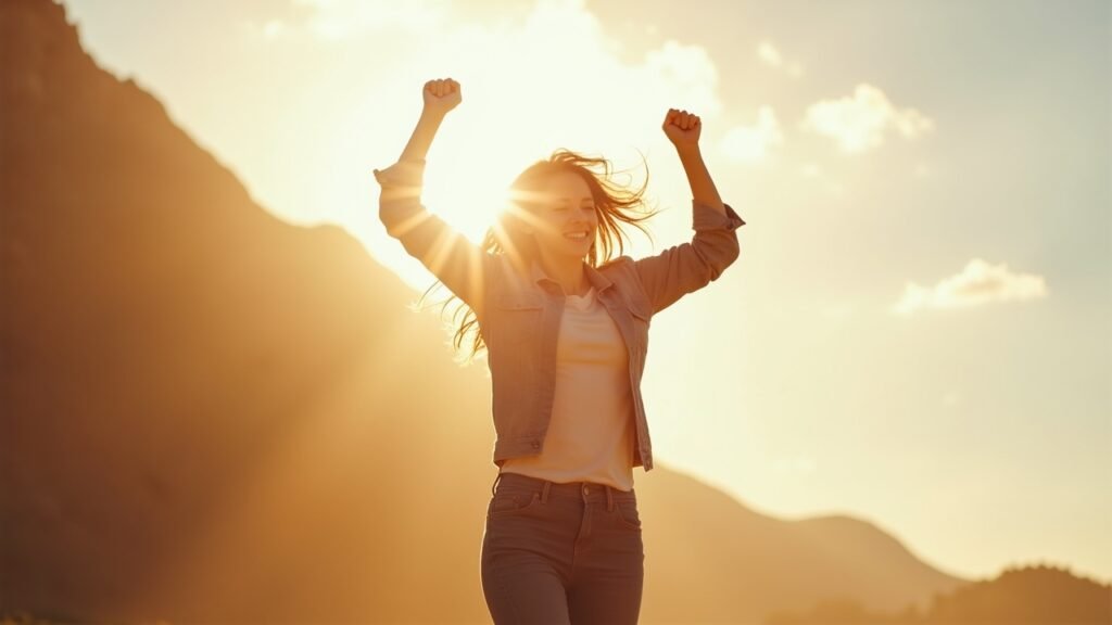 Person celebrating with arms raised