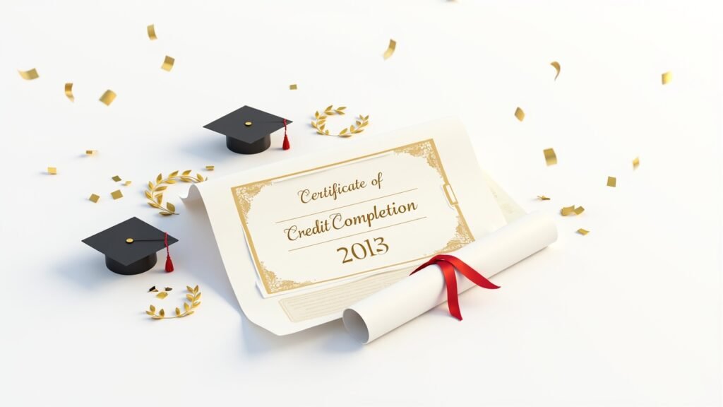 Certificate of credit graduation illustration
