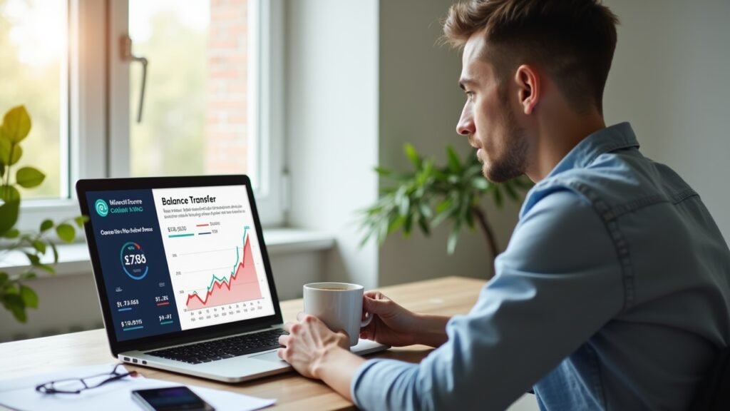 Person monitoring credit after balance transfer
