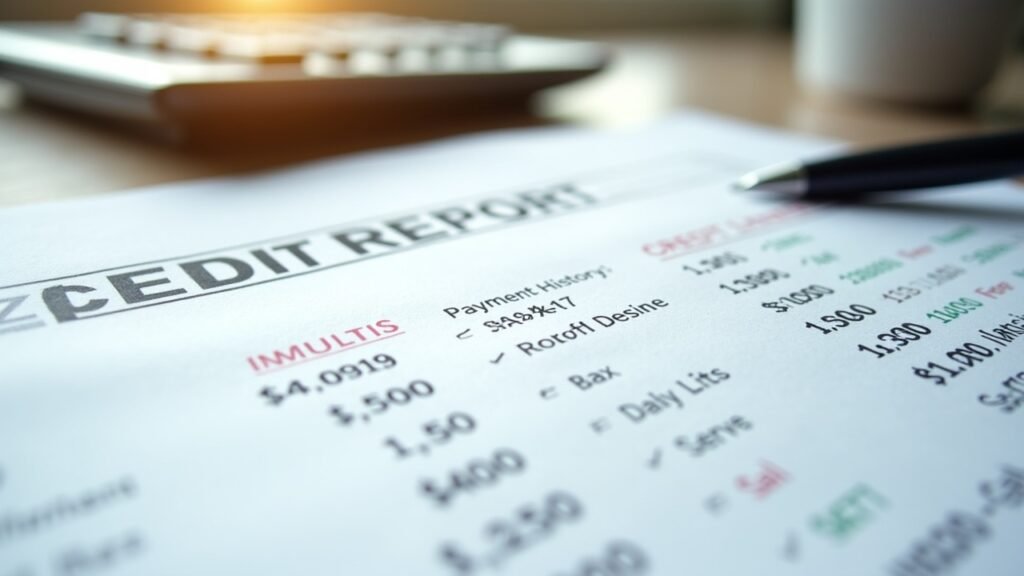 Credit report document close-up