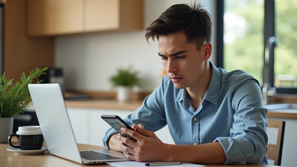 Person checking credit report on phone