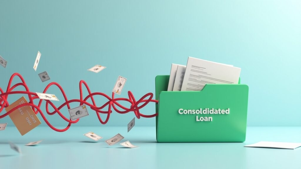 Debt consolidation concept illustration