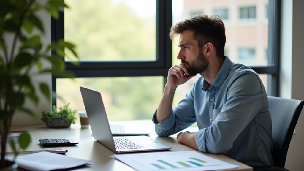 Person deciding between different deposit amounts