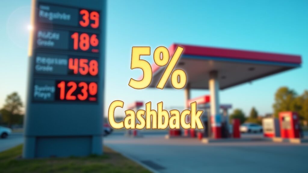 Gas price sign with cashback percentage overlay