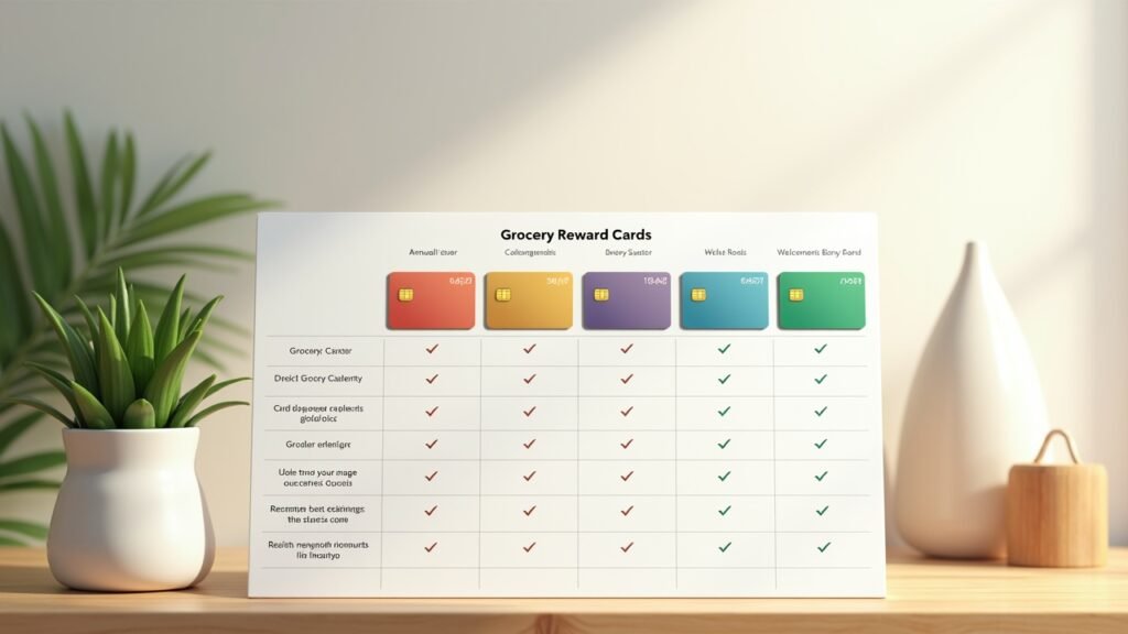 Comparison table of grocery reward cards