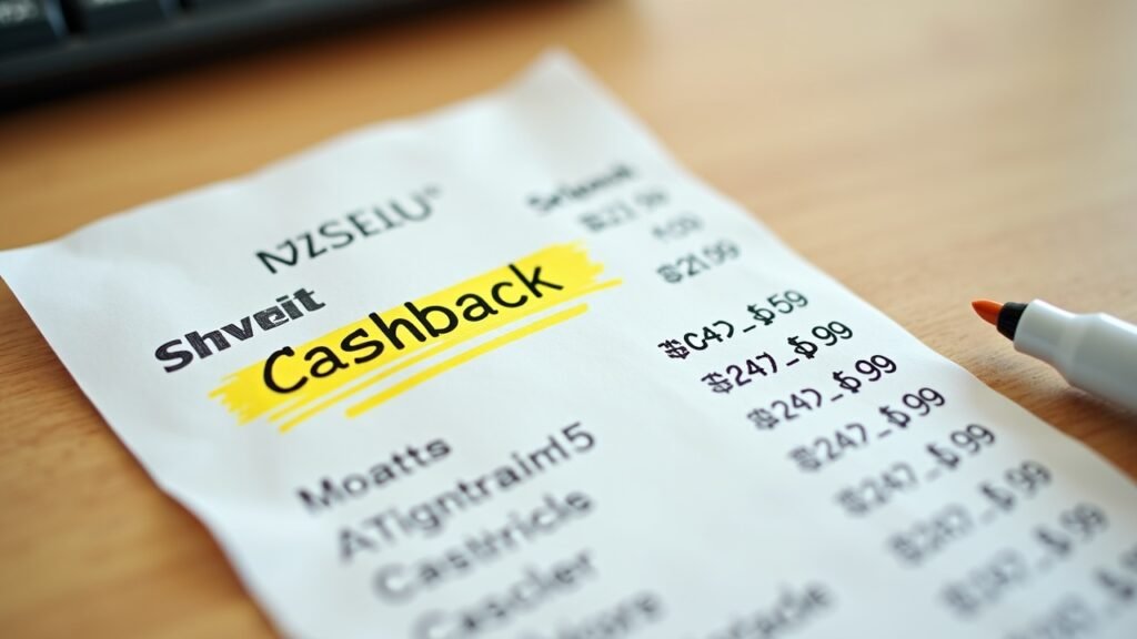 Receipt from supermarket with cashback highlighted