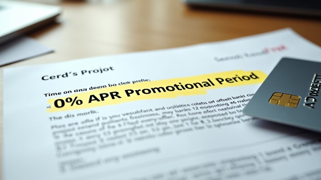 Credit card with promo period highlighted in offer letter