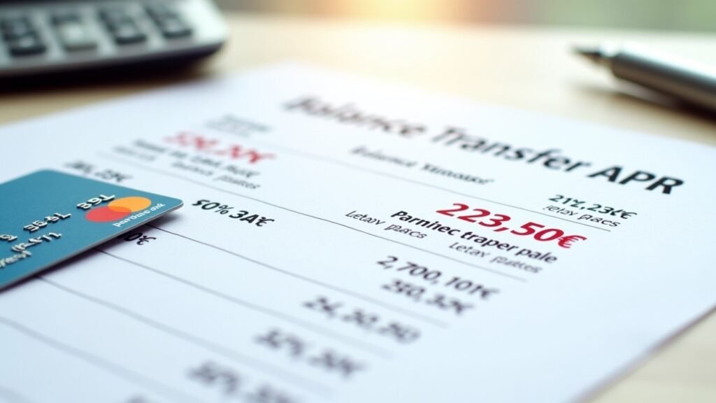 Credit card statement showing purchase vs. transfer APR
