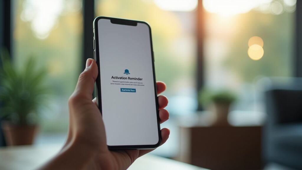 Activation reminder on phone screen