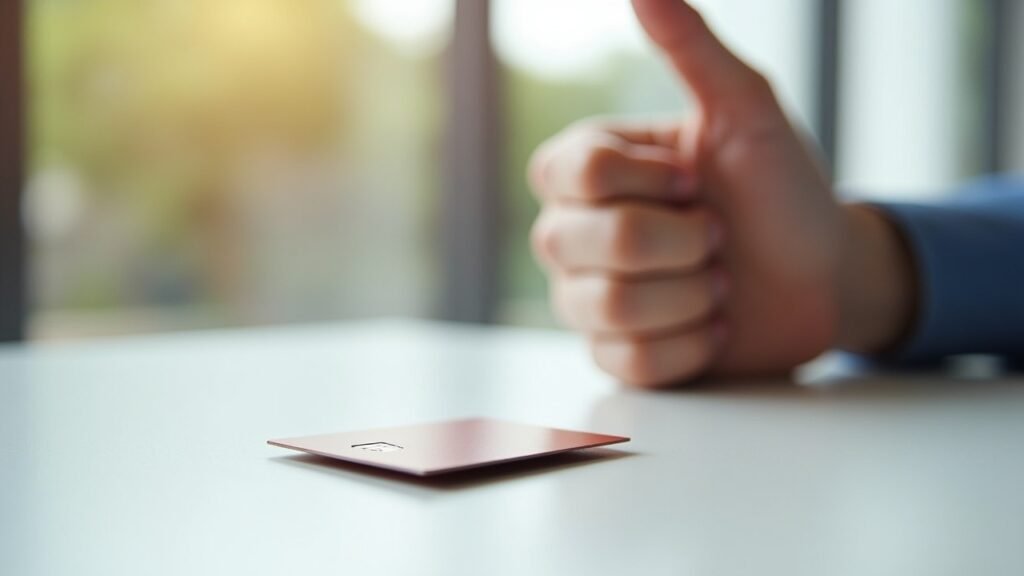 Thumbs up next to secured credit card