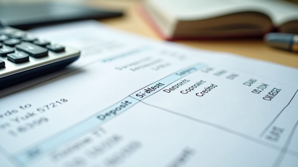 Bank statement showing deposit transaction