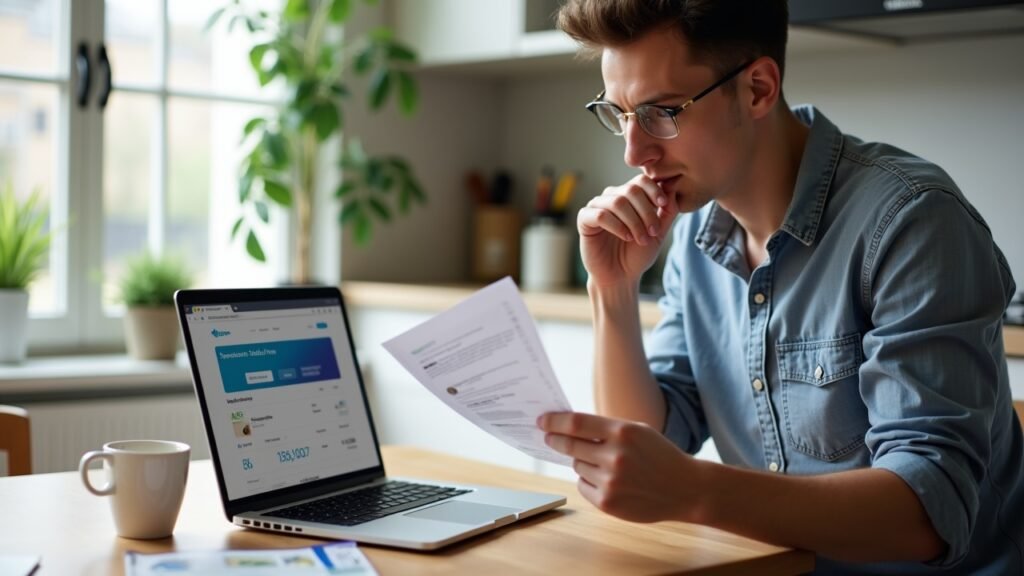 Person reviewing secured card statements