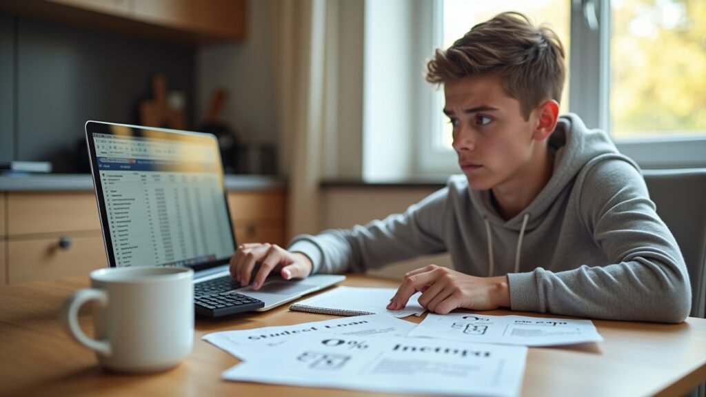 Person calculating student loan vs. 0% APR savings