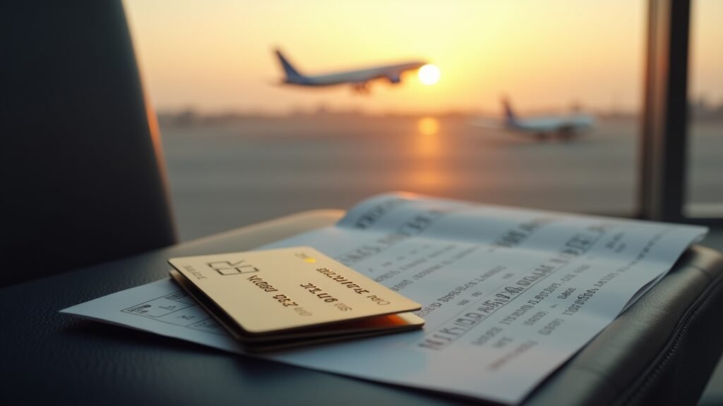 Travel rewards flight ticket and credit card