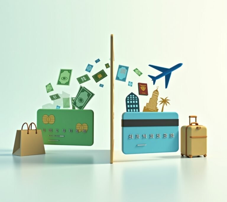 Two travelers: one paying cash, one using points