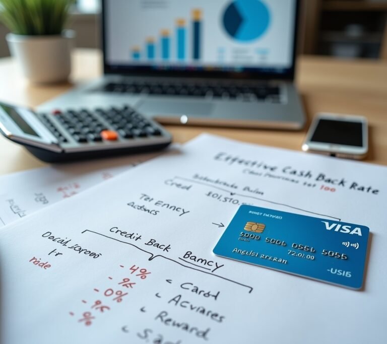 Calculator and credit card on a desk
