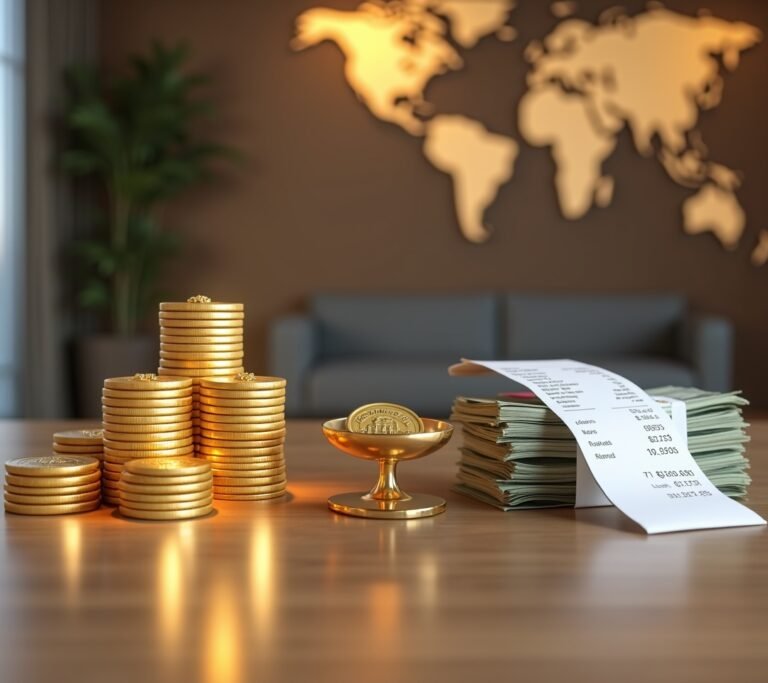 Luxury hotel lobby with travel credit card in foreground