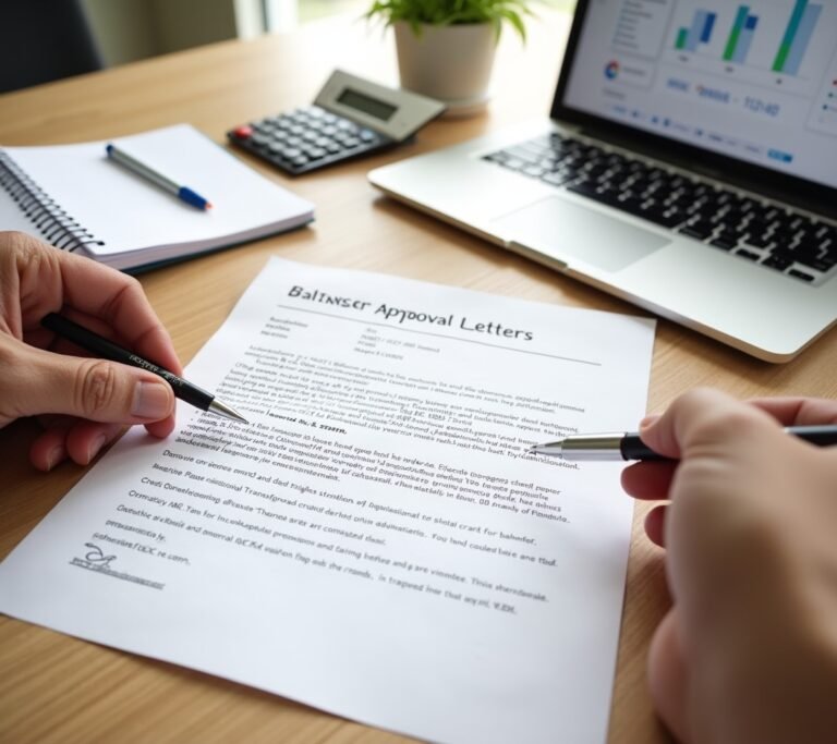 Balance transfer approval letter on desk