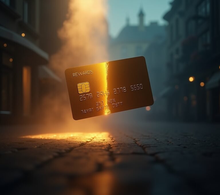 Credit card with hidden fee fine print highlighted