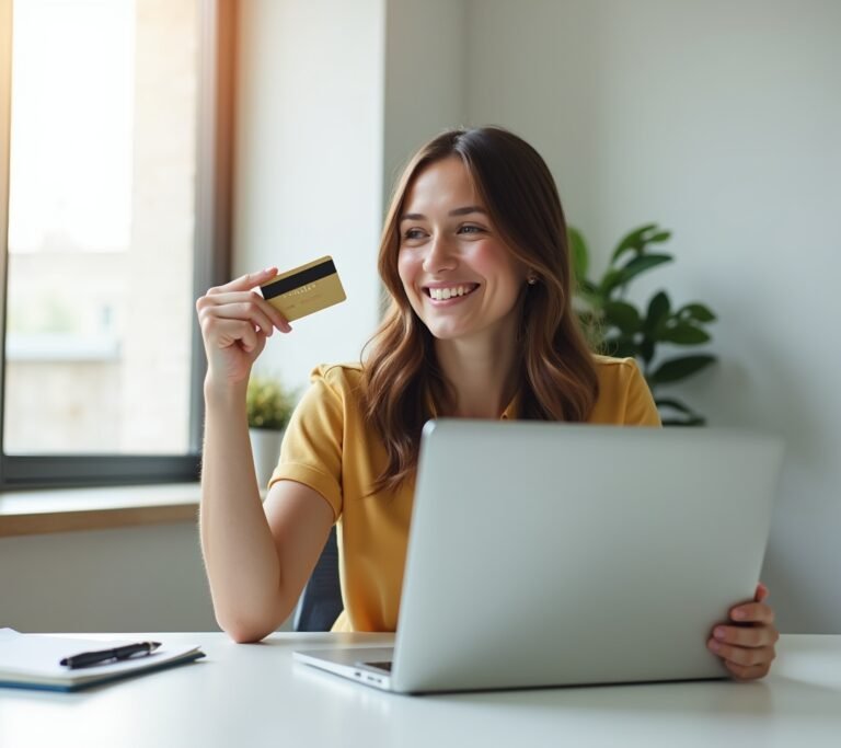 Young adult applying for first credit card online