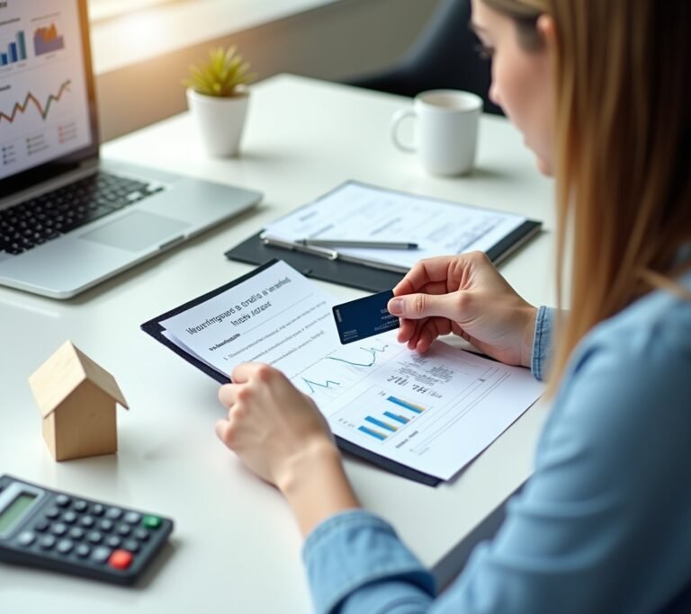 House model next to credit score report