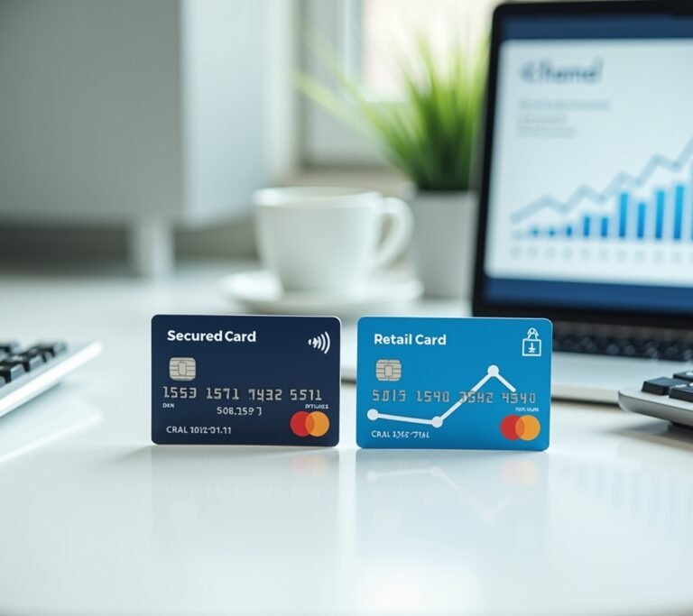 Secured card and store card side by side on table