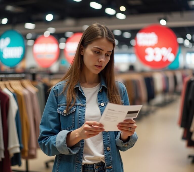 Cashier offering store credit card at checkout