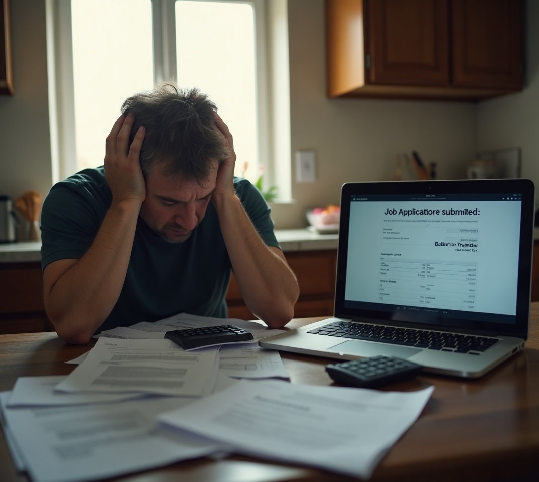 Person reviewing finances after unexpected job loss