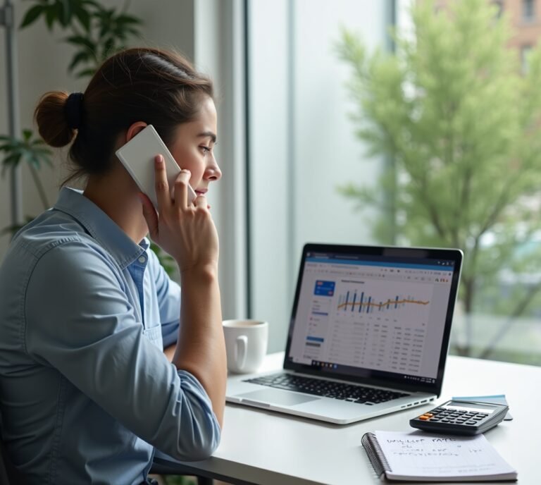 Person on phone negotiating credit card terms