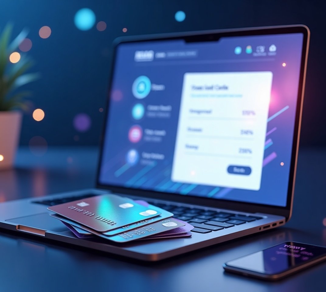 Person shopping online with credit card on laptop