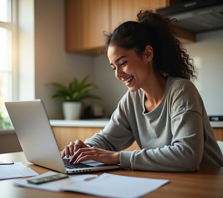 Person submitting secured card application on phone